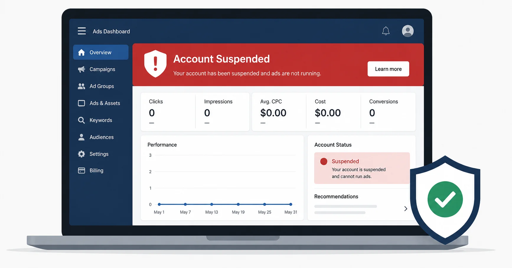 why was my google ads account suspended